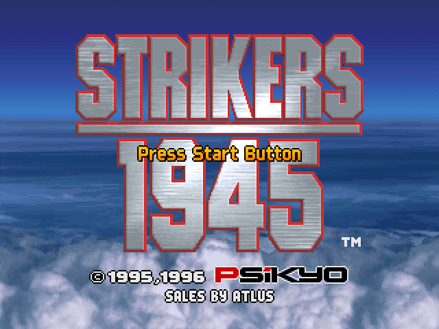 Strikers 1945 title screen for Playstation